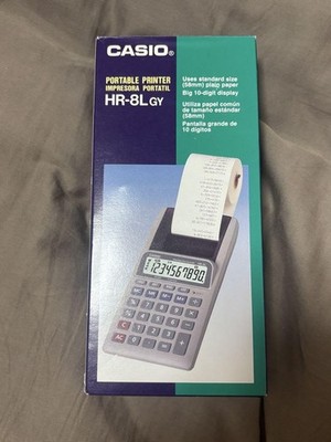 CASIO Tragbarer Drucker Retro Taschenrechner HR-8L GY 10-stelliges Display un...