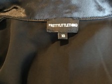 PRETTY LITTLE THING Black Formal A-line Dress Gold Button Detailing U.K. 10