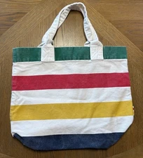 HBC Hudson's Bay Canvas Tote Bag Colorful Multi Iconic Classic Stripes Preppy