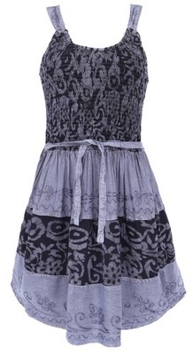 Besticktes indisches Minikleid Boho chic, Mittelalterkleid - blau
