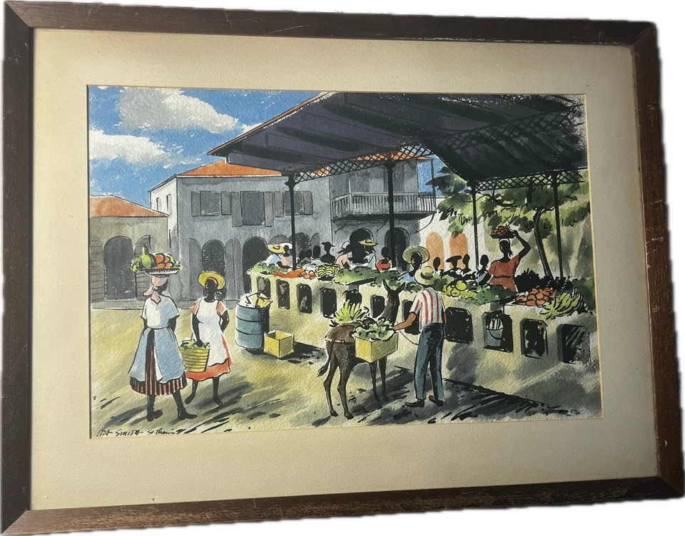 Variante Original St. Thomas Ira Smith Water Color Market Islas Vírgenes Hand Pai Foto 4 de 4
