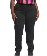 Adidas Women's Plus Essentials Feel Cozy Open Hem Pant Black 1X Athletic Fleece