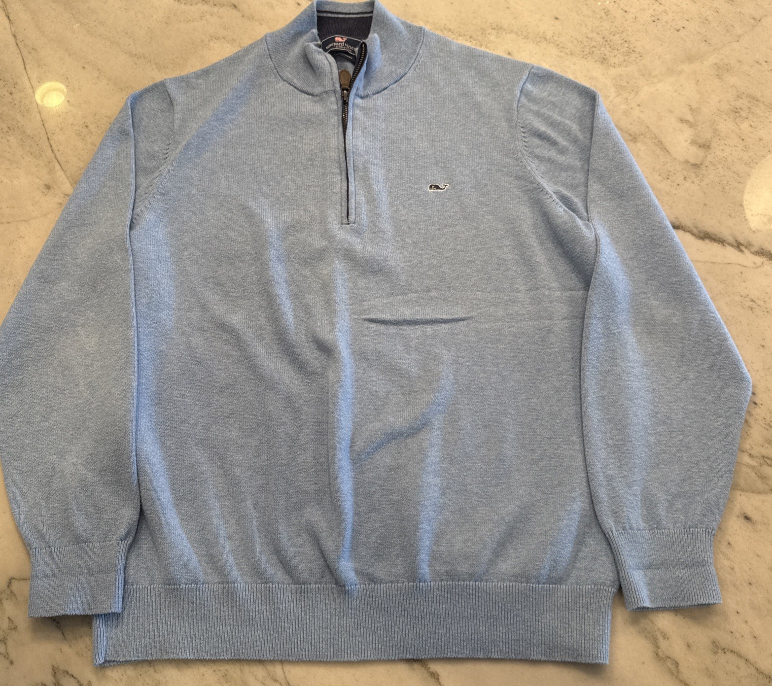 Vineyard Vines Men's L Blue Sweater Quarter Zip with Cashmere Blend