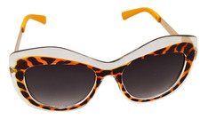 SUNGLASSES-Cat Eye Tortoiseshell Sunglasses Orange Arms Retro Chic Fashion