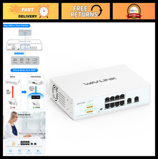 10-Port Gigabit PoE Switch 120W, 2x Uplink, Unmanaged, VLAN, Desktop/Wall Mount