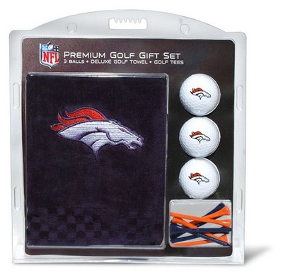 Team Golf Nfl Denver Broncos Gift Set Embroidered Golf Towel 3 Golf Balls And