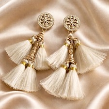 New BOHO Tassel Gold and Rhinestone Earrings.
