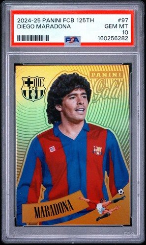 Diego Maradona Panini 2024 Tributo FC Barcelona Maradona Gold #97 PSA 10