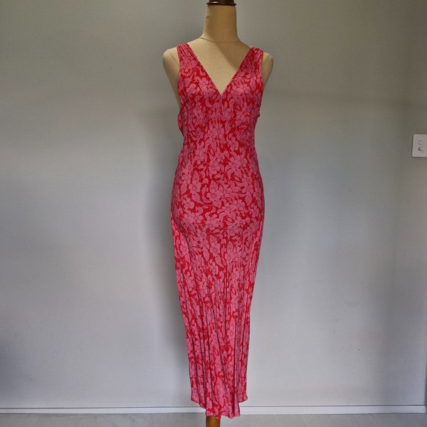 Rolla's Pink & Red Coquette Floral Bias Cut Midi Sundress Size M AU 10