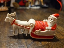 Christmas Santa Reindeer Sleigh Viscoloid Celluloid Antique 1920s