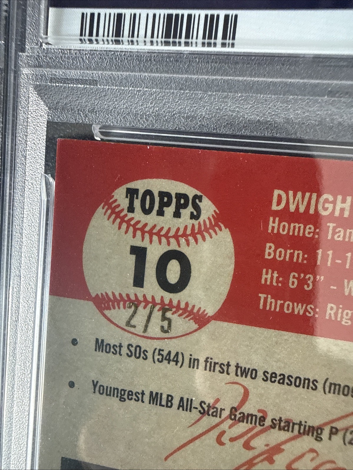 2022 Topps Chrome Platinum Anniversary - Dwight Gooden #10 Red Lava /5 PSA 10 view 3