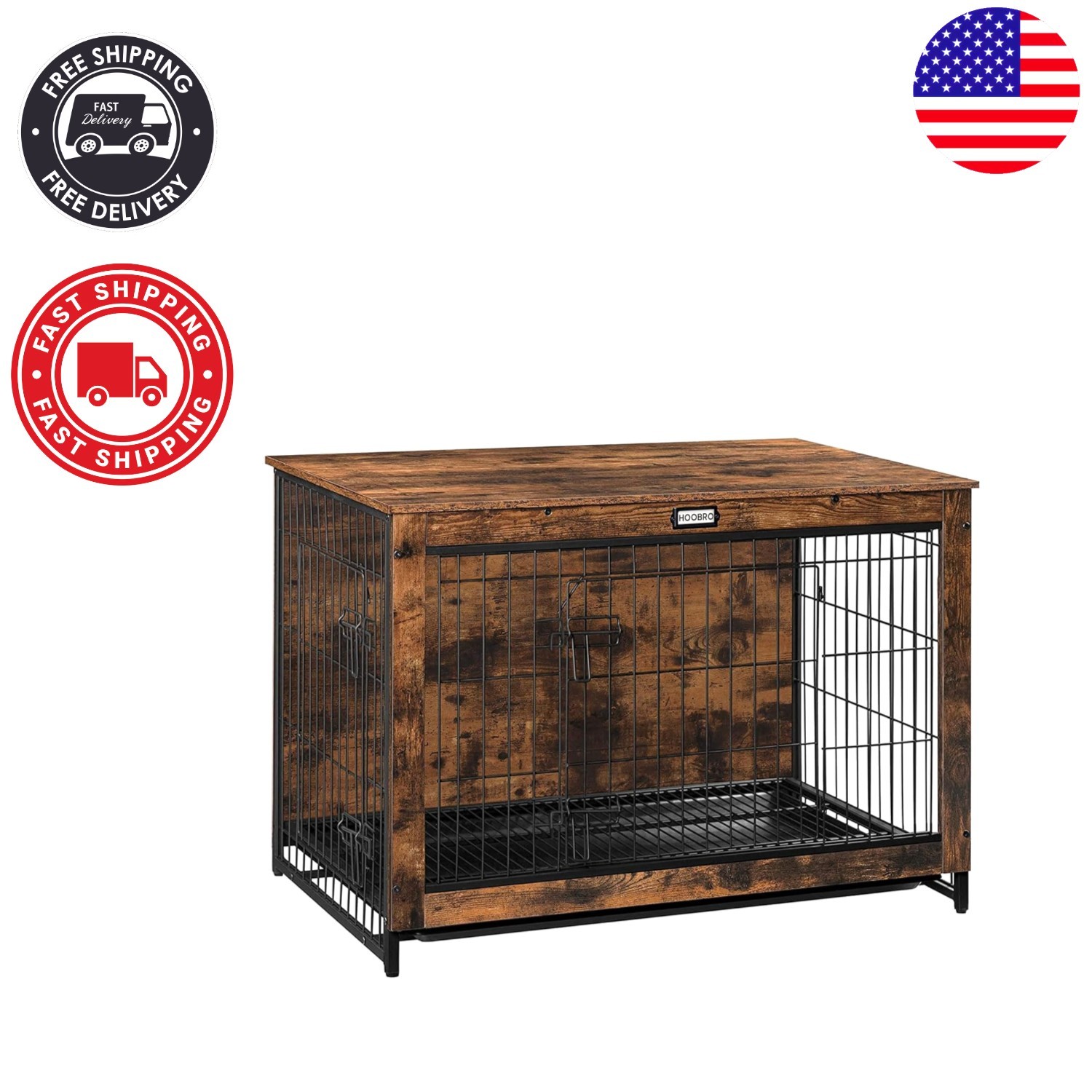 【DIG YOUR OWN GRAVE】【XU DOG】LACEUPSHORTS Spacious Indoor Dog Crate 38.6” with Stylish Pull-Out Tray & Chew