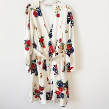 Tory Burch Printed Silk Wrap Dress Ivory Tea Rose Size 8 Floral Luxury Ruffle