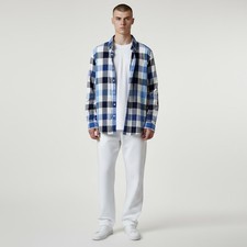 Express Modern Fit Mens L Blue Plaid Long Sleeve Button Down Casual Shirt