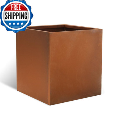 Gzgneevl Corten Steel Planter Metal Outdoor Large Rectangular 17 L X 17 W X 18