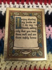 Vtg Antioch Bookplate Co Original Open Box 40+Unused Book Plates Grape Scroll