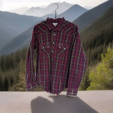 Vintage Wrangler Western Pearl Snap Shirt Men's Large Plaid Long Sleeve MV1391M