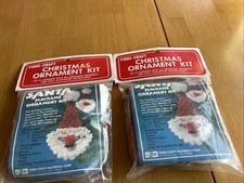 2 FCM Macramè Fibra-Materiali Artigianali Kit Natale "Babbo Natale" Ornamenti #2579 Nuovo con scatola