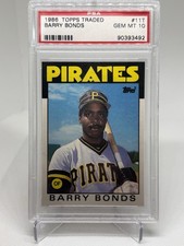1986 Topps Traded Barry Bonds #11T PSA 10 Rookie Card. rookie card picture