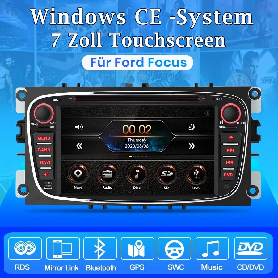 Für Ford Mondeo Focus S-MAX Galaxy Autoradio CD DVD GPS Navi BT SWC FM DAB+ 7" - Bild 2 von 4