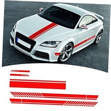 5 Pieces Vinyl Car Side Sticker Long Stripe Auto Racing Sport Body and Red