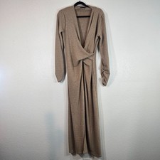 Trish Scully Long Sleeve Maxi Dress Women Size 8 Bodycon Neutral Minimalist
