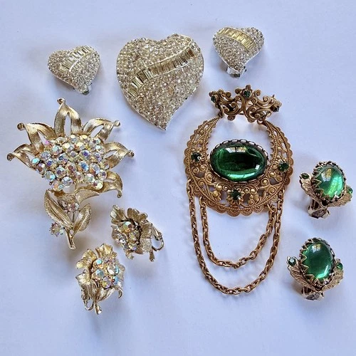Vintage Gold & Silver Tone Estate Costume Jewelry Coro Set Signed & Unsigned Lot