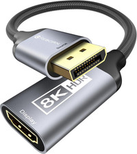 Displayport 1.4 to HDMI 2.1 Adapter 8K 60Hz/4K 120Hz Unidirectional DP Male to H