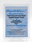 THOMAS SORBER 2025-26 TOPPS CHROME SAPPHIRE ORANGE ROOKIE AUTO /25 REDEMPT Q5692