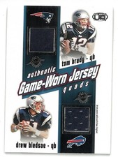 2002 Pacific Heads Up #20 TOM BRADY/DREW BLEDSOE/BROWN/PASS Game-Worn Quad Patch