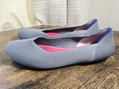 Rothys The Flat Pebbles Grey Knit Round Toe Ballet Flats Womens Size 8.5