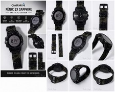 Garmin Fenix 5 Pro Sapphire Solar Carbon Gray Titanium GPS Smartwatch Camo Band