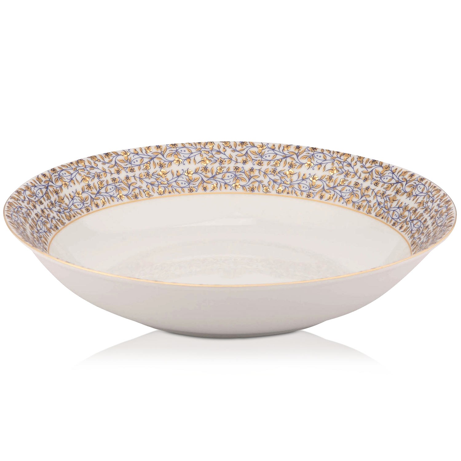 Глубокое круглое блюдо с виньетками Дешульер белоезолотое - НОВИНКА 275 долларов 30890₽