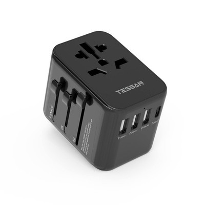 TESSAN Reiseadapter Weltweit Universal Reisestecker mit 3USB 1USB C und 1AC