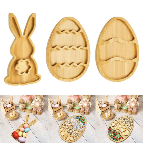 Easter Wooden Tray Portable Snack Plate for Living Room Restaurant