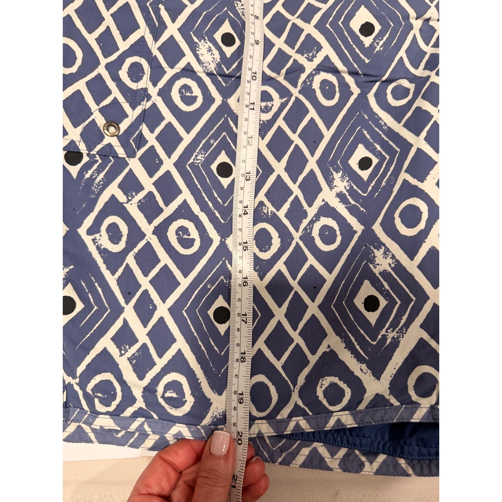 Patagonia Men's Board Shorts Swim Trunks Size 38 Blue White Geometric Print Surf thumbnail 6