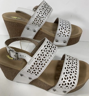 Ladies Volatile White See Thru Design Cork Wedge Heels Sz 6