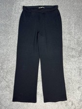 St John Basics Trouser Pants Womens 10 Black Tight Knit High Rise Wide Leg