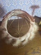 Vintage Mid Century 50s 60s Fascinator Hat Mink Fur and Ribbon Front Halo Hat