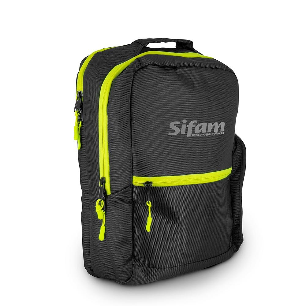 Sac à dos SIFAM noir jaune en toile renforcée pour trajets urbains