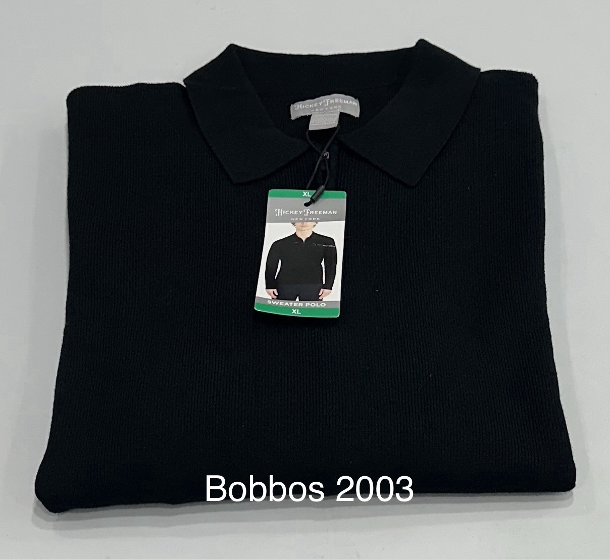 Hickey Freeman Men's 1/4 Zip Stretch Sweater Polo, Black, Size XL