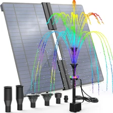 20W Solar Fountain Pump Built-In 2500Mah Battery with 12 LED Lights, DIY Solar W