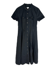 J. JILL Black Maxi Dress Size P Large Button Front Cottage Boho Peasant Cotton