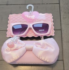 NEW Dream Pink Girls Sunglasses Case Set Pink Bow Heart Charm 100 UV