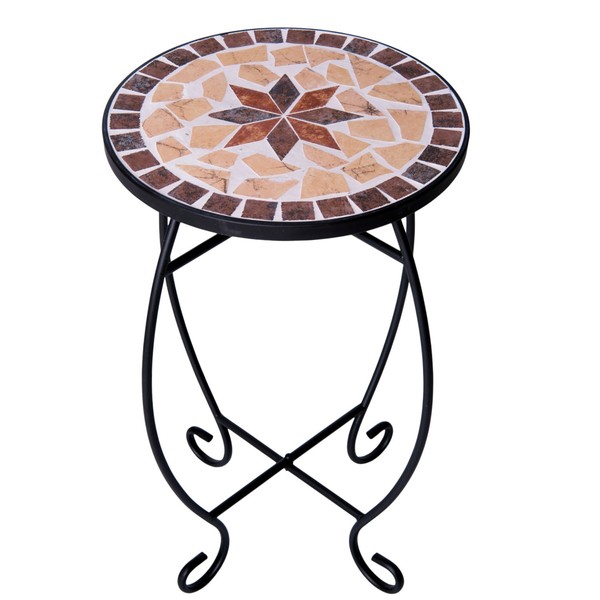 Beistelltisch Mosaik Gartentisch Metall Rund Balkontisch Klein Bistrotisch Tisch-image