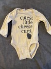 "Cutest Little Cheese Curd" Rabbit Skin Size : 6-Month Long Sleeve One piece — photo 1