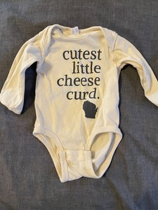 "Cutest Little Cheese Curd" Rabbit Skin Size : 6-Month Long Sleeve One piece