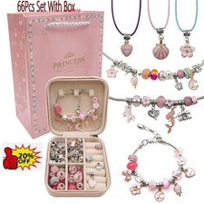 Girls Bracelet Making Kit Beads Jewellery Charms Pendant Set DIY Craft Kids Gift