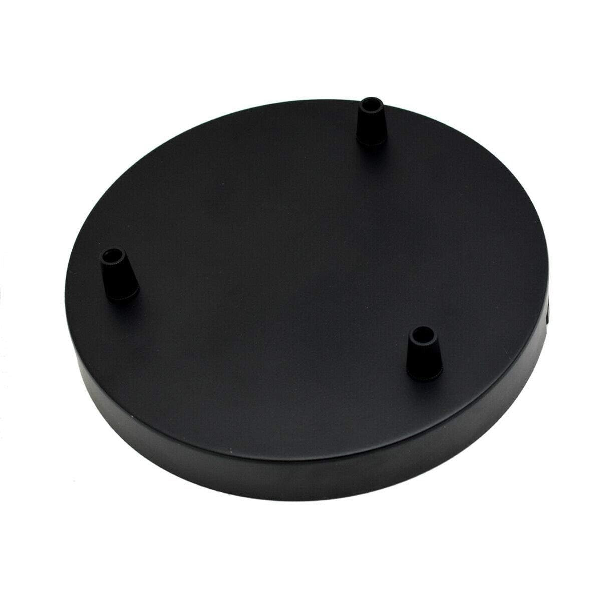 Black Ceiling Rose 200mm Side Fitting 3 Outlet Pendant Light Plate for