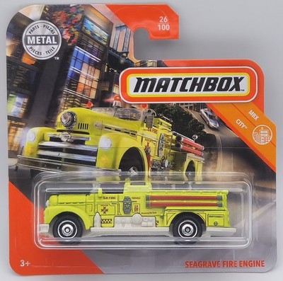 Matchbox 2020 Mainline - MBX City - Seagrave Fire Engine Classic - Neon Yellow